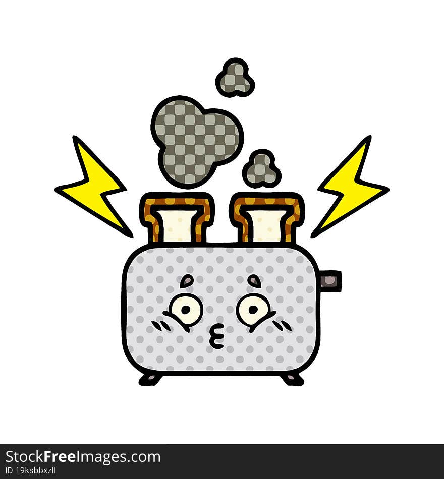 comic book style cartoon of a toaster