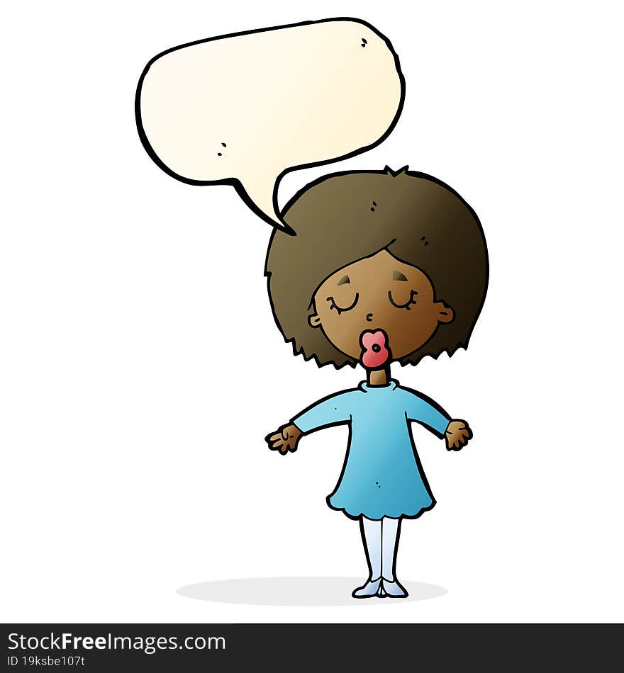 Cartoon Woman In Dress With Speech Bubble