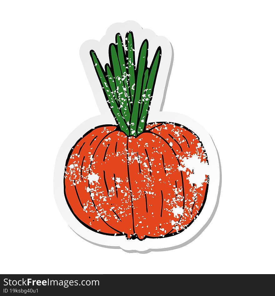 distressed sticker of a cartoon vegetable