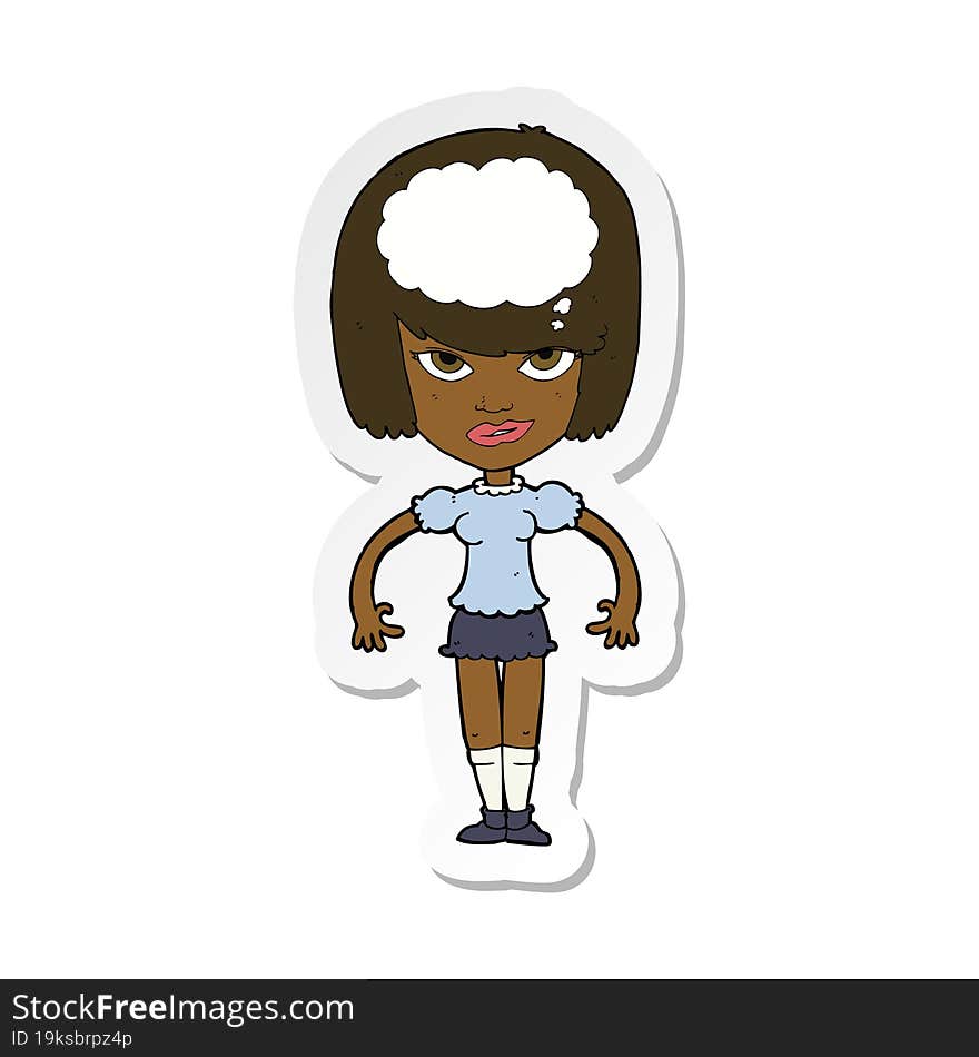 sticker of a cartoon woman with idea