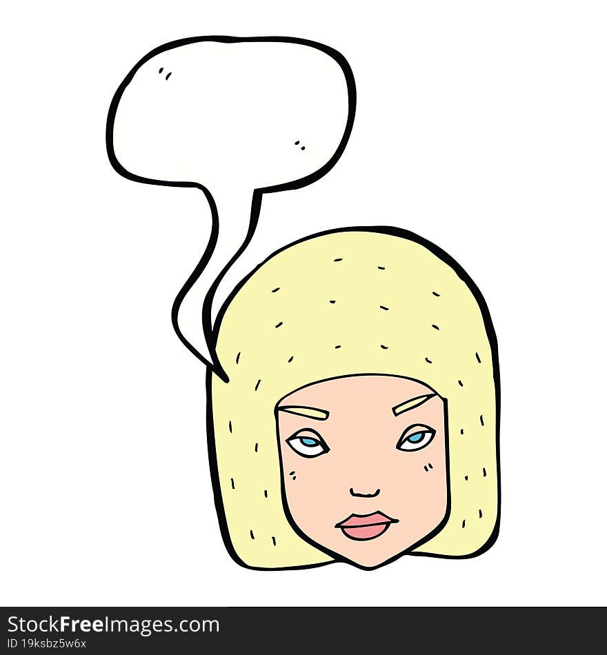 Cartoon Annoyed Female Face With Speech Bubble