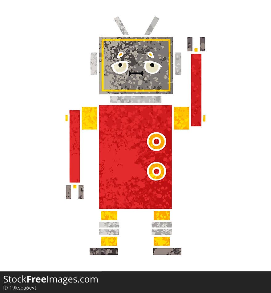 Retro Illustration Style Cartoon Robot