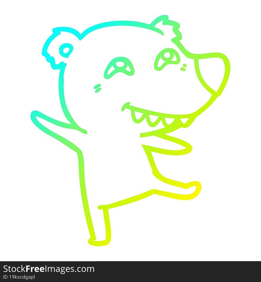 cold gradient line drawing cartoon bear dancing