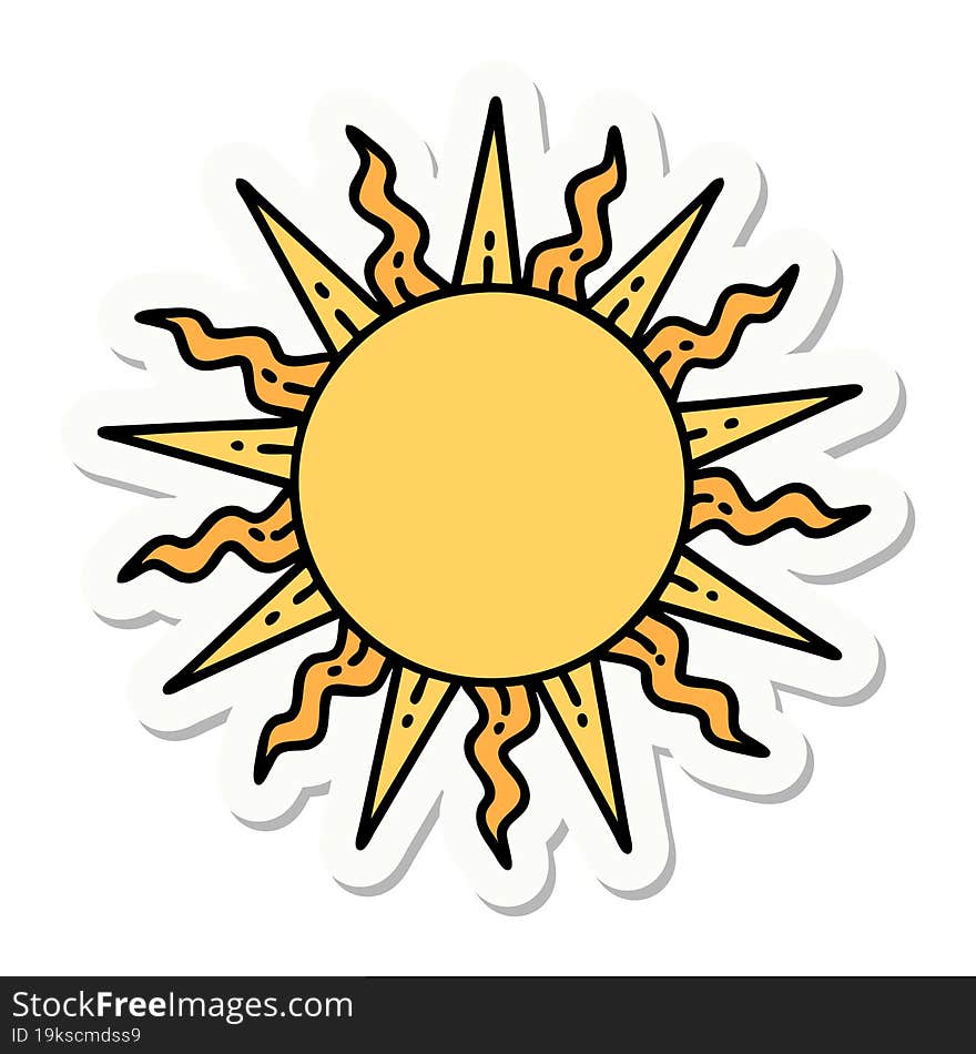 tattoo style sticker of a sun