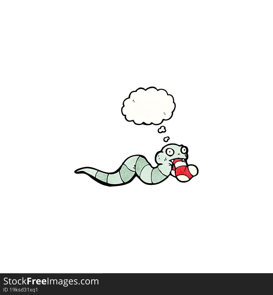 cartoon snake with sock in mouth