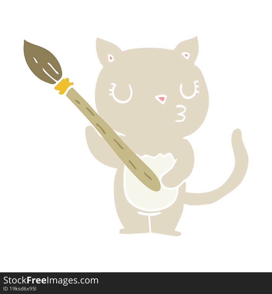 cute flat color style cartoon cat