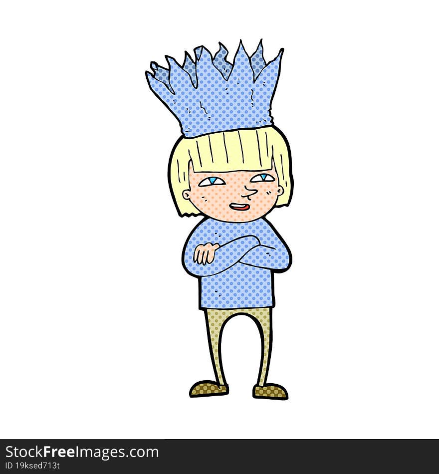 cartoon man wearing paper crown. cartoon man wearing paper crown