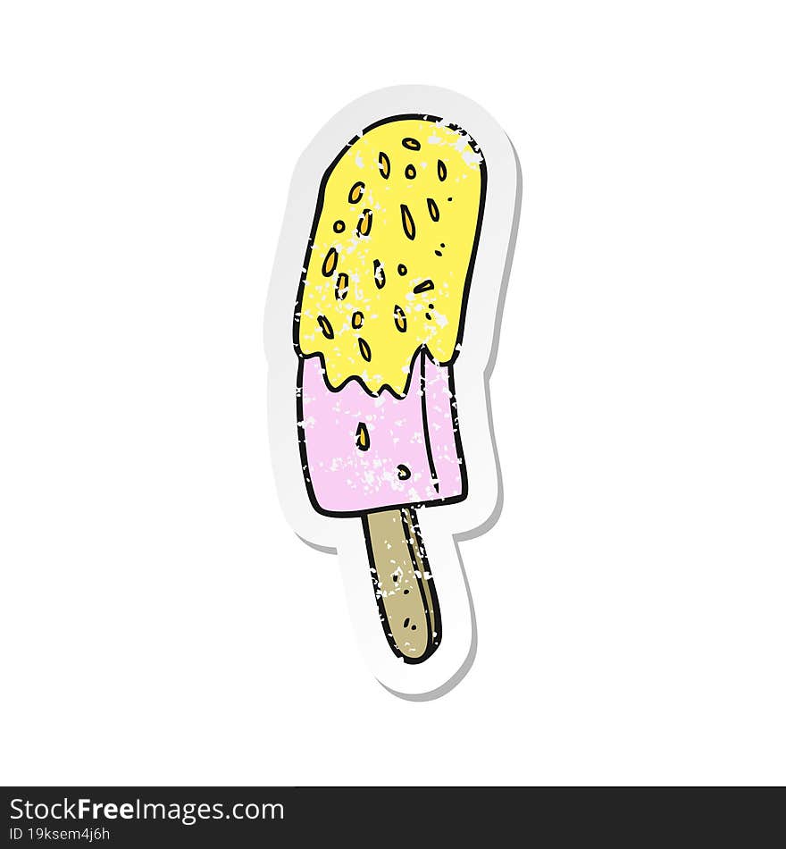 retro distressed sticker of a cartoon ice lolly