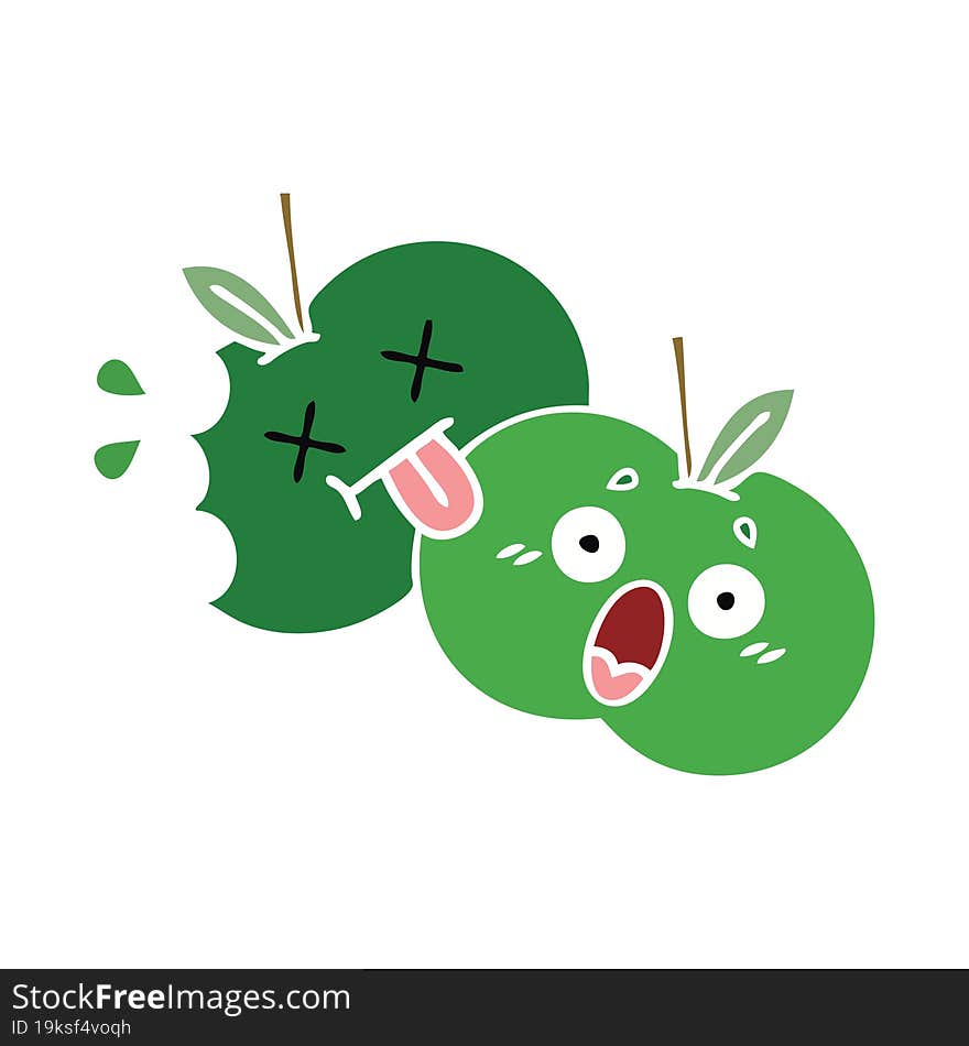 flat color retro cartoon apples