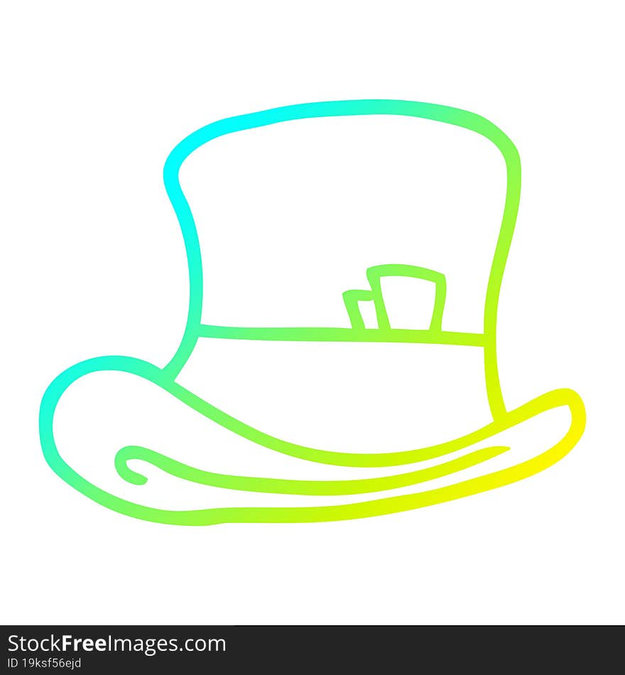 cold gradient line drawing cartoon top hat