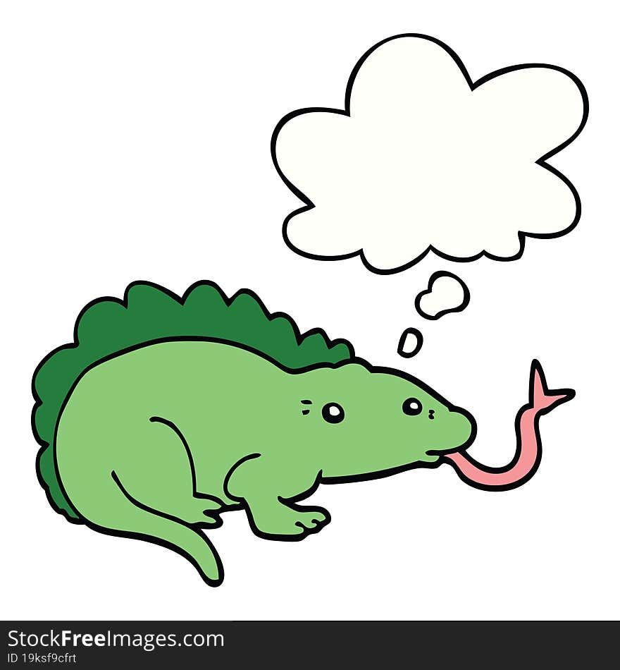 cartoon lizard and thought bubble