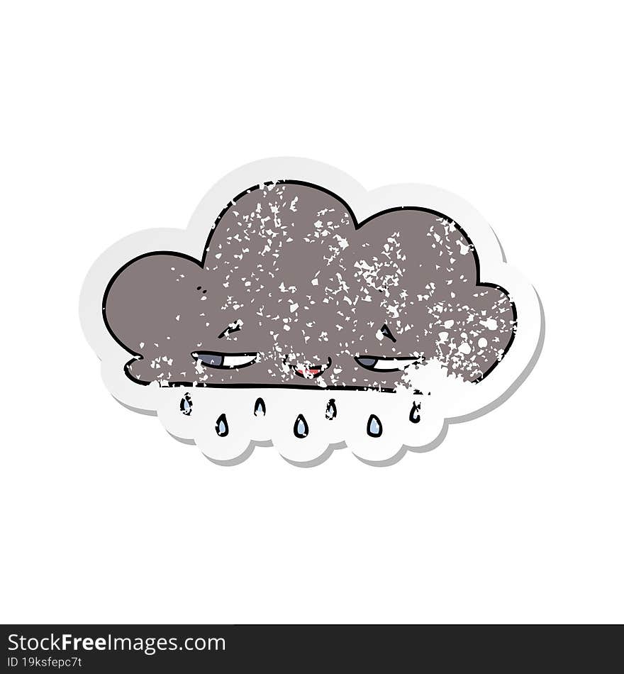 distressed sticker of a cartoon rain cloud