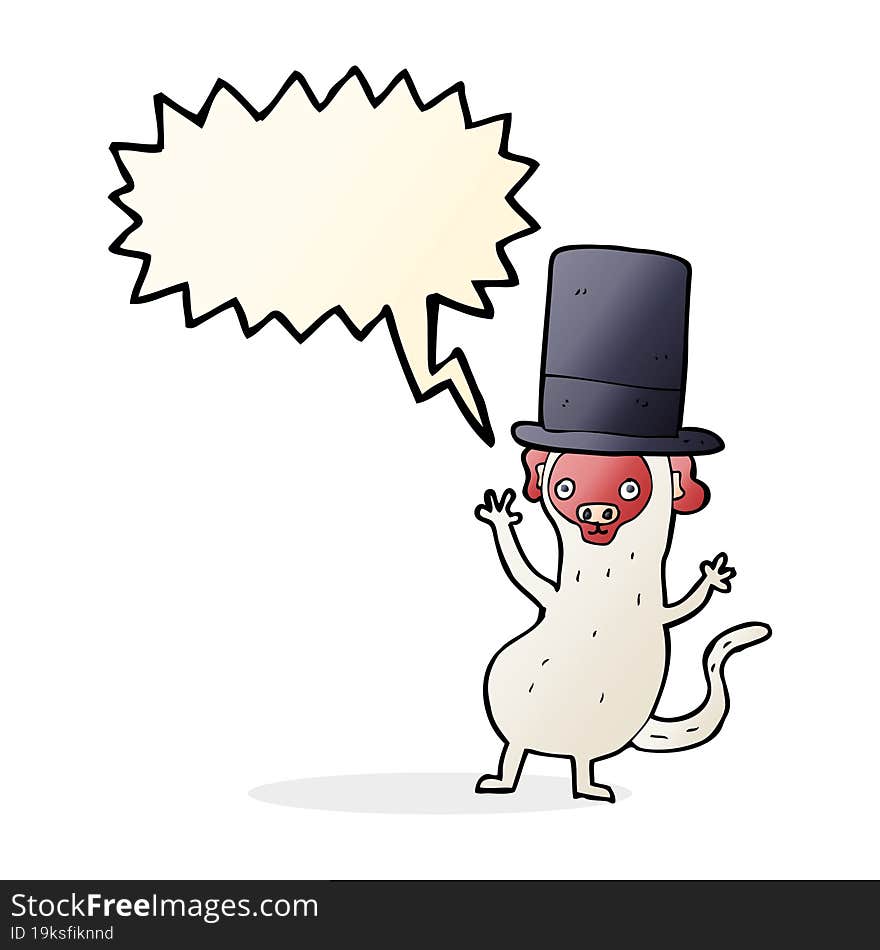 cartoon monkey in top hat with speech bubble