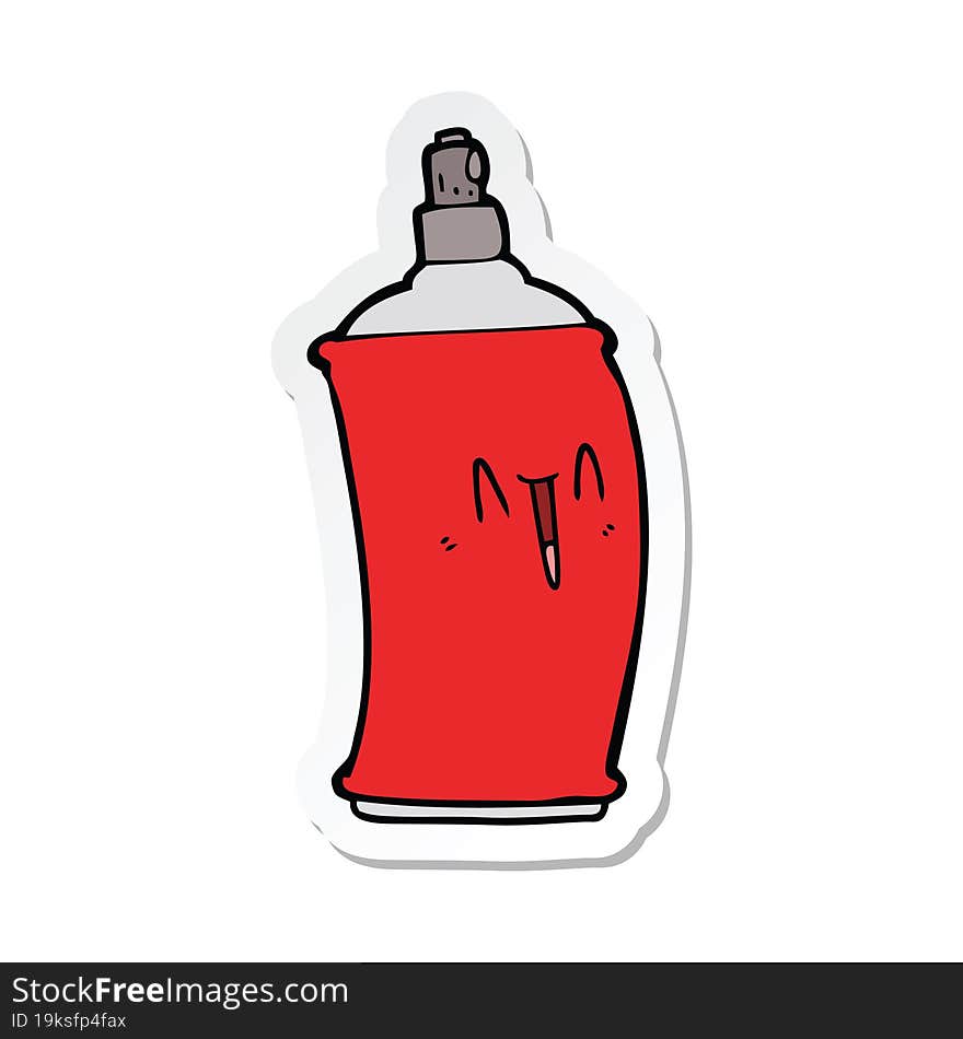 sticker of a cartoon happy spray can