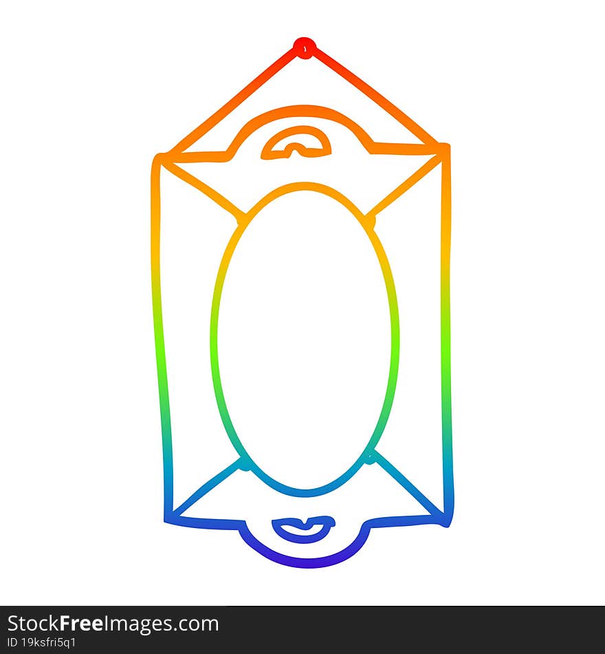 rainbow gradient line drawing of a framed old mirror