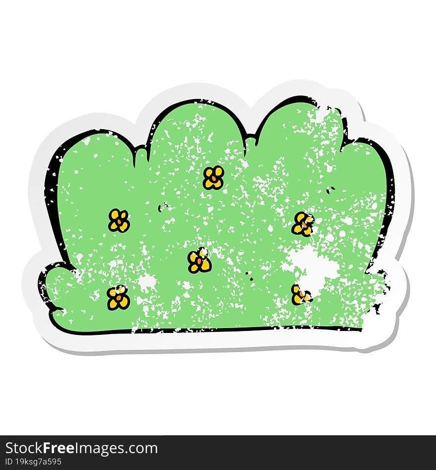 distressed sticker of a cartoon hedge