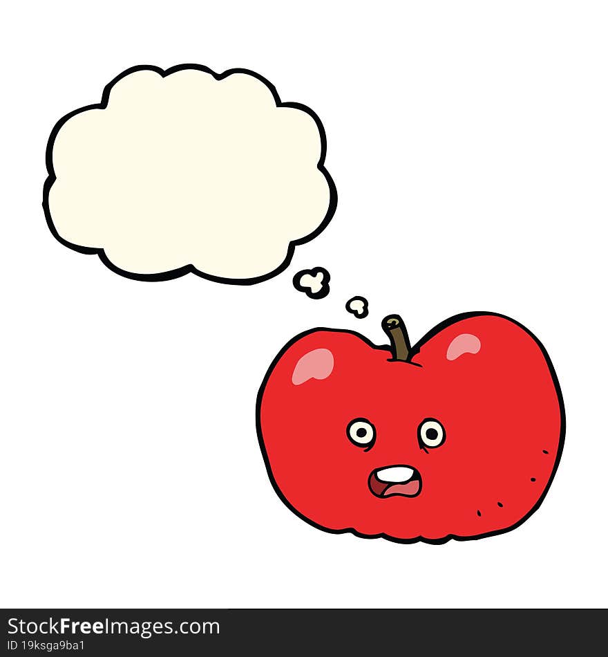 cartoon apple with thought bubble