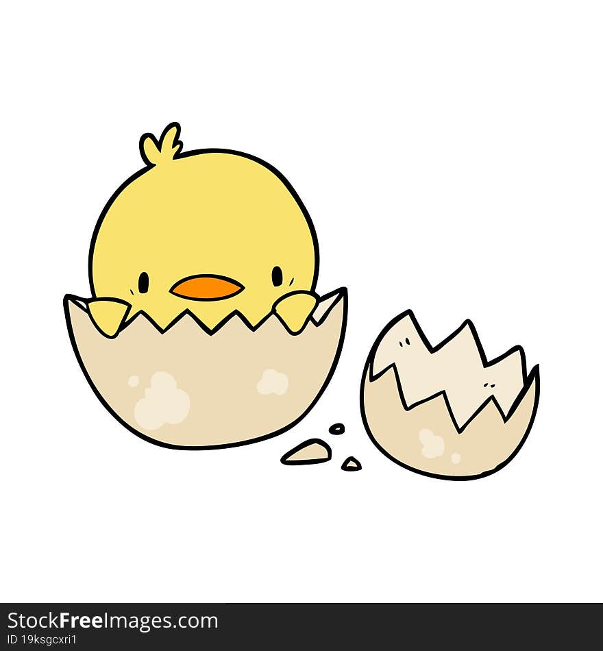 cute cartoon chick hatching from egg. cute cartoon chick hatching from egg