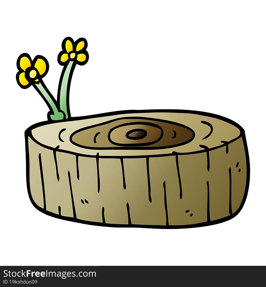 cartoon doodle tree log