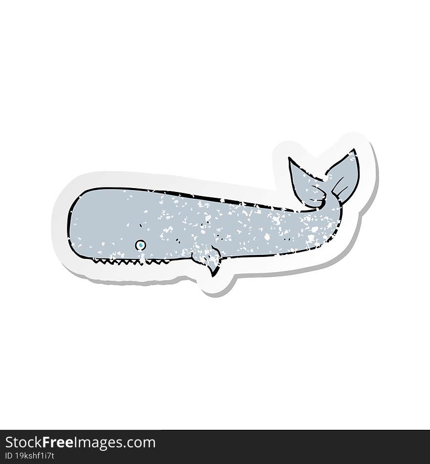 retro distressed sticker of a cartoon whale