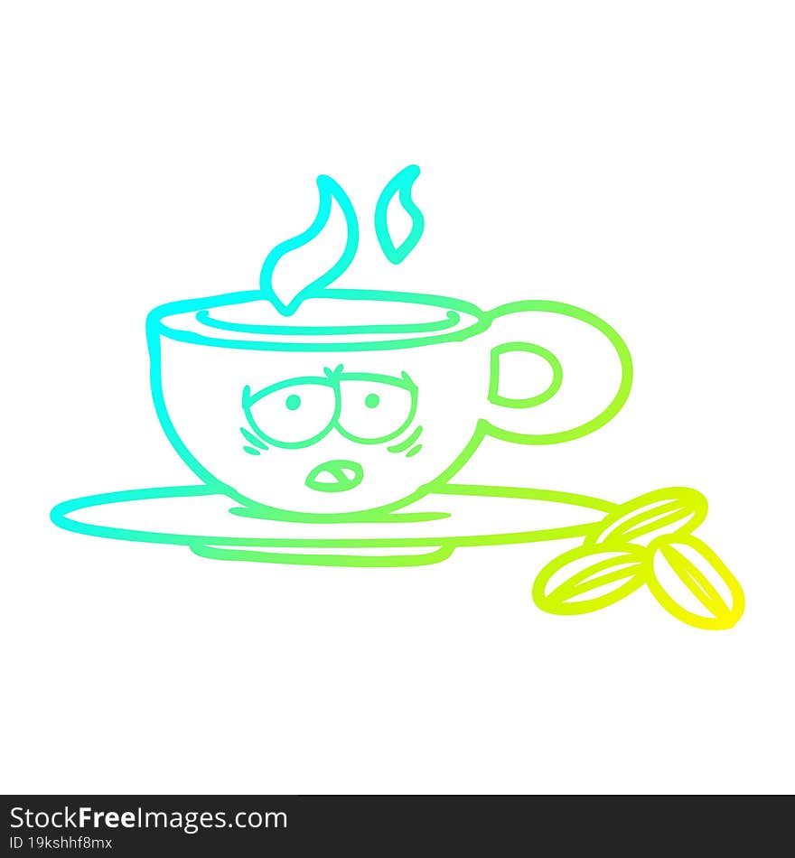 cold gradient line drawing cartoon espresso mug