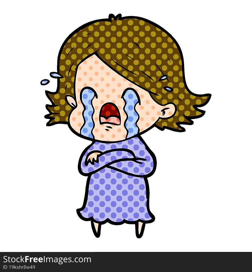 cartoon woman crying. cartoon woman crying