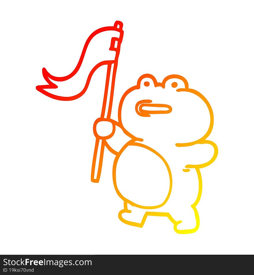 warm gradient line drawing cartoon frog