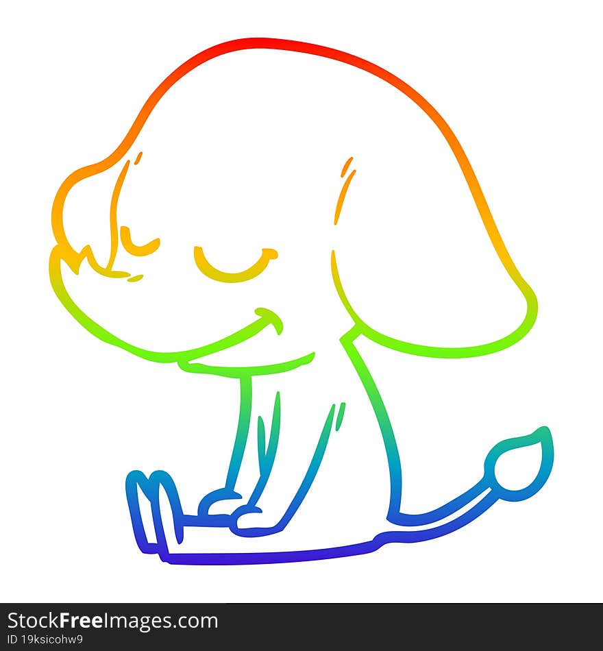 rainbow gradient line drawing cartoon smiling elephant