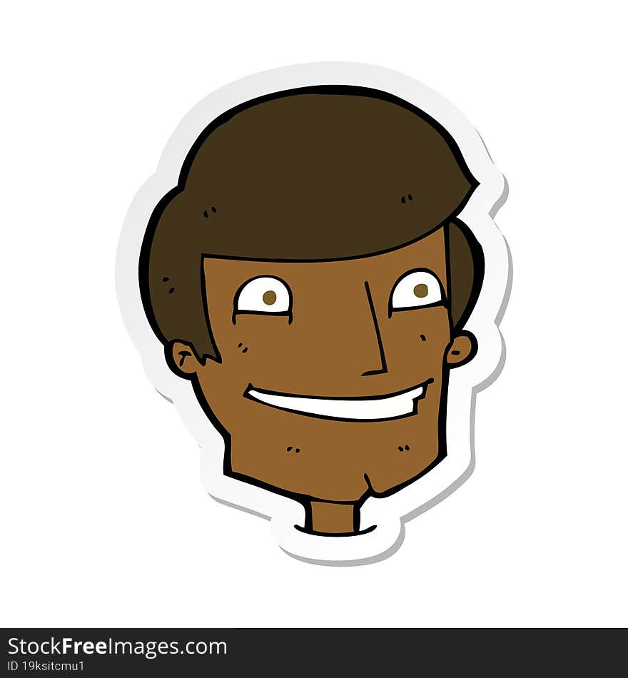 sticker of a cartoon grinning man