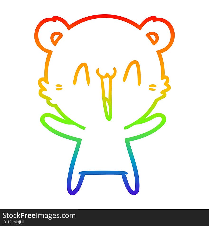 rainbow gradient line drawing happy bear cartoon