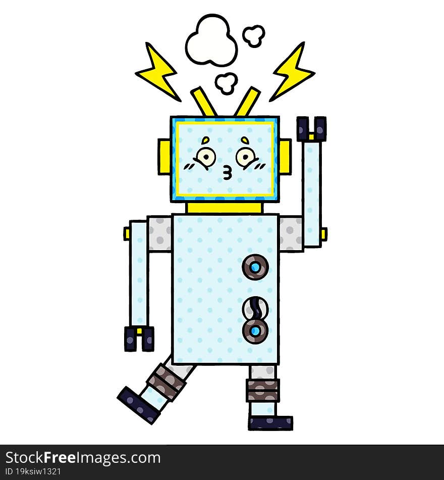 comic book style cartoon of a robot