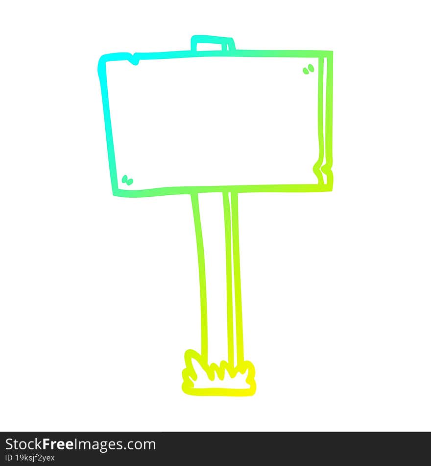 cold gradient line drawing cartoon sign post