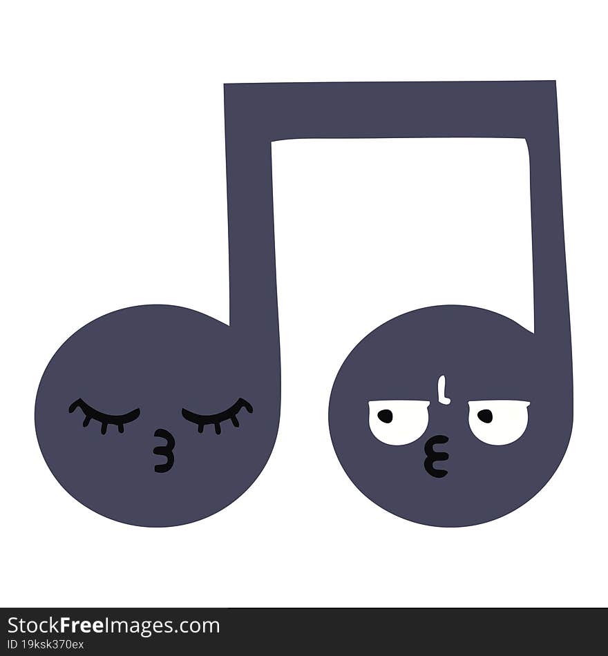 flat color retro cartoon musical note