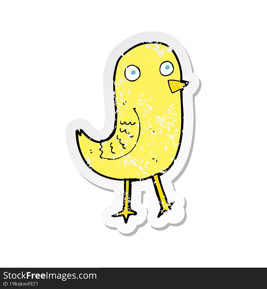 retro distressed sticker of a funny cartoon bird