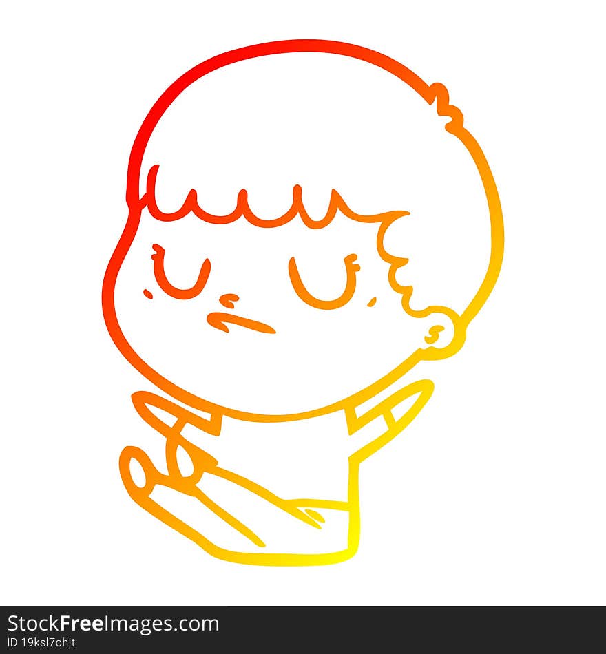 warm gradient line drawing cartoon grumpy boy