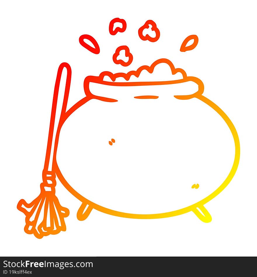 warm gradient line drawing cartoon cauldron