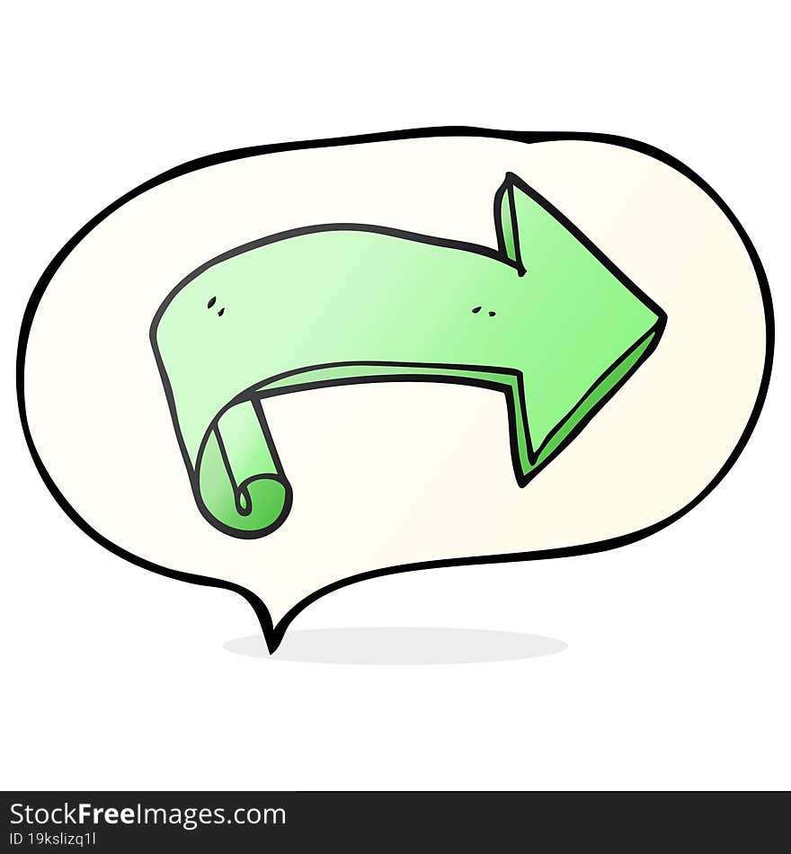 freehand drawn speech bubble cartoon arrow