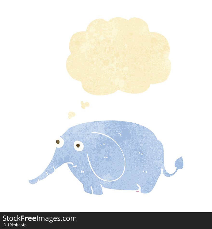 Cartoon Sad Little Elephant With Thought Bubble