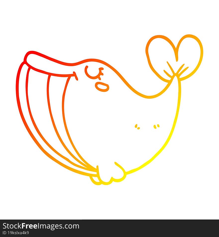 warm gradient line drawing cartoon whale