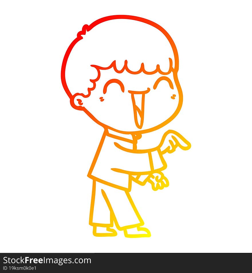 Warm Gradient Line Drawing Cartoon Happy Man