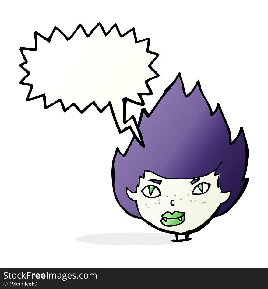 cartoon vampire head with speech bubble