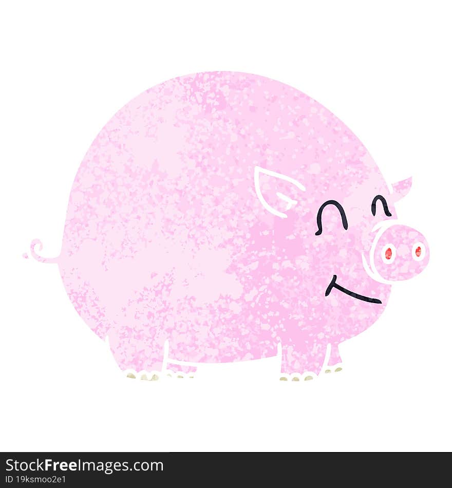 quirky retro illustration style cartoon pig