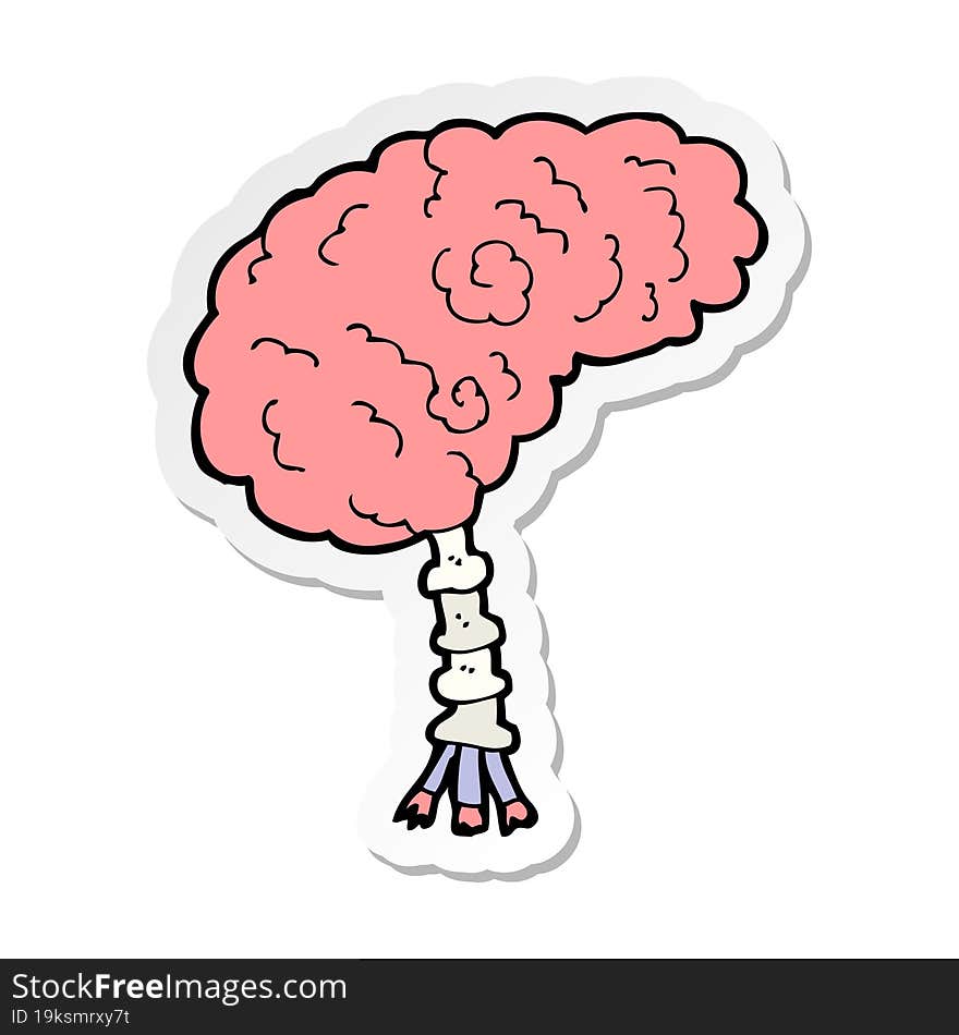 sticker of a cartoon brain