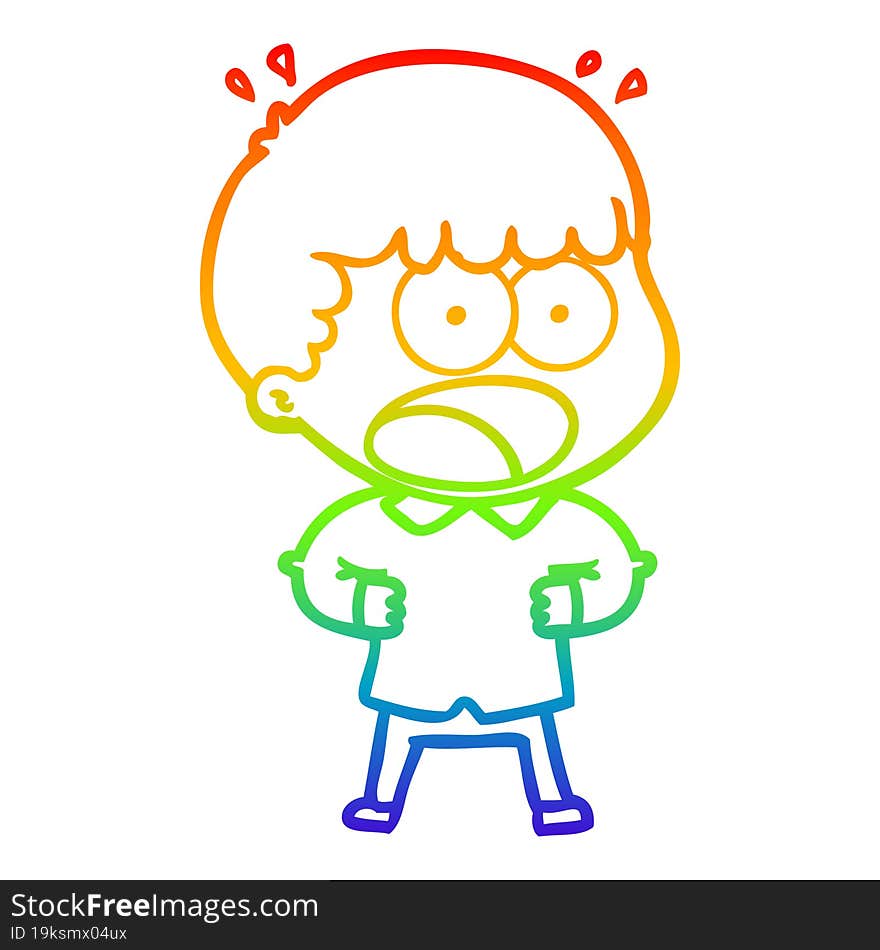 rainbow gradient line drawing cartoon shocked man