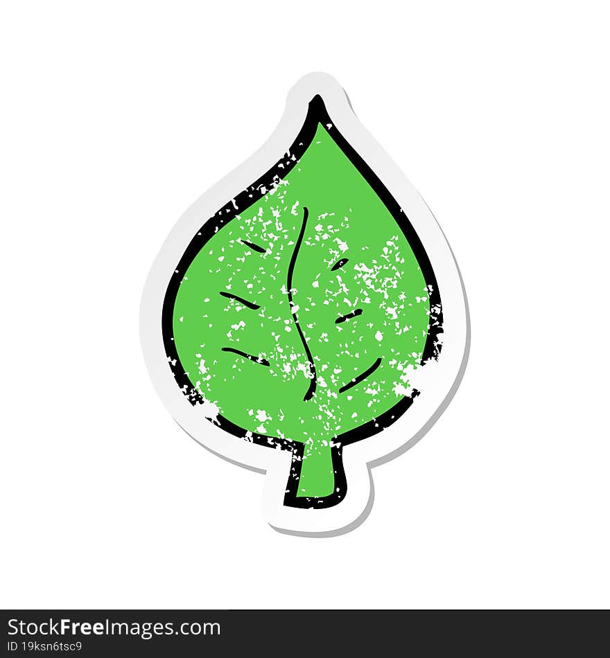 Retro Distressed Sticker Of A Cartoon Leaf Symbol