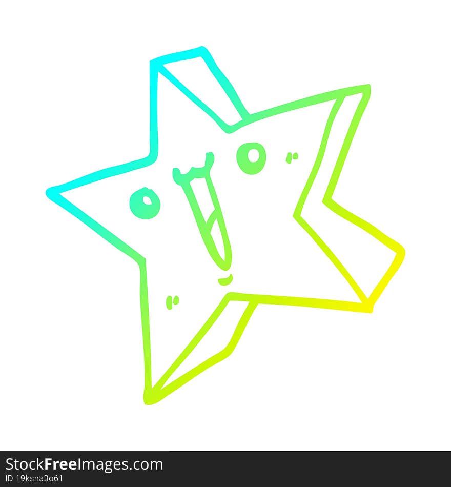 cold gradient line drawing cartoon happy star