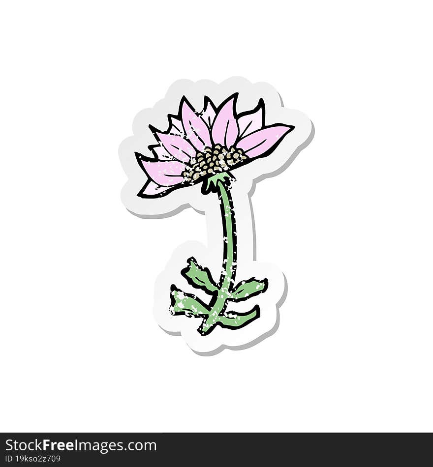 Retro Distressed Sticker Of A Cartoon Flower