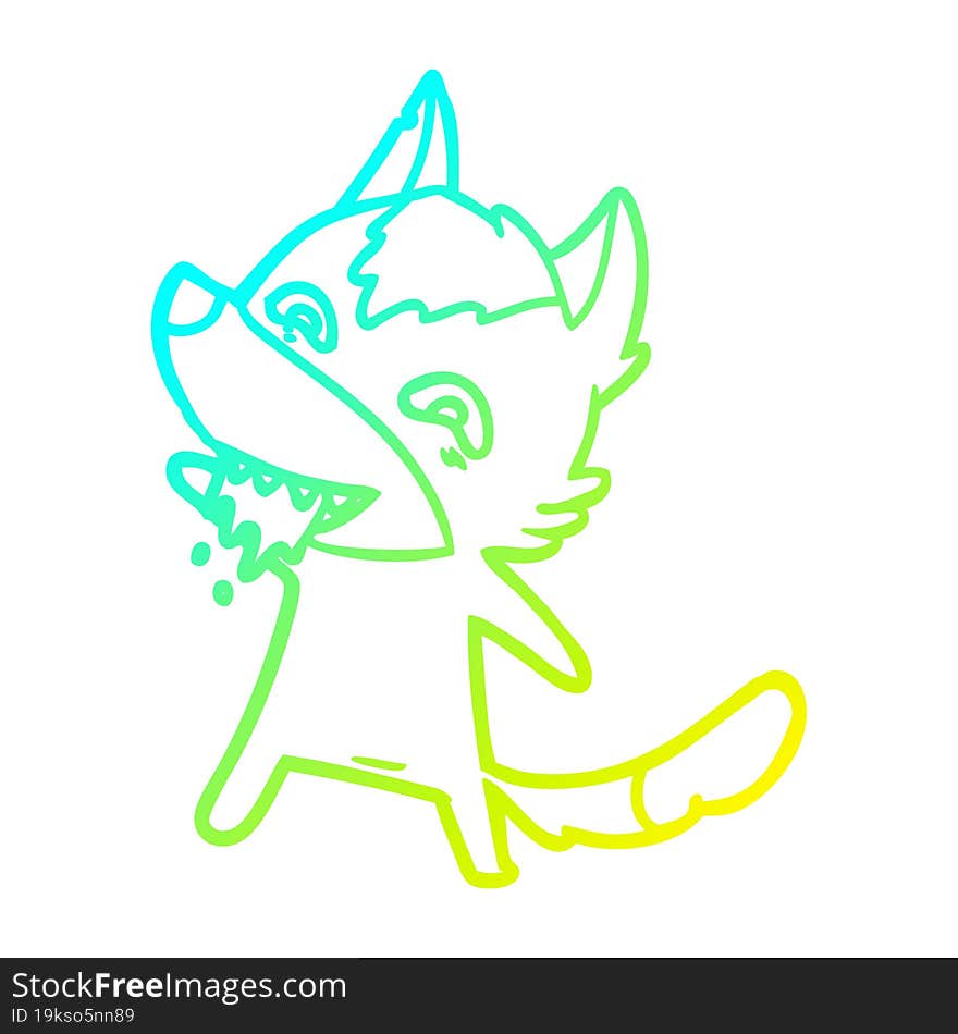 Cold Gradient Line Drawing Cartoon Hungry Wolf