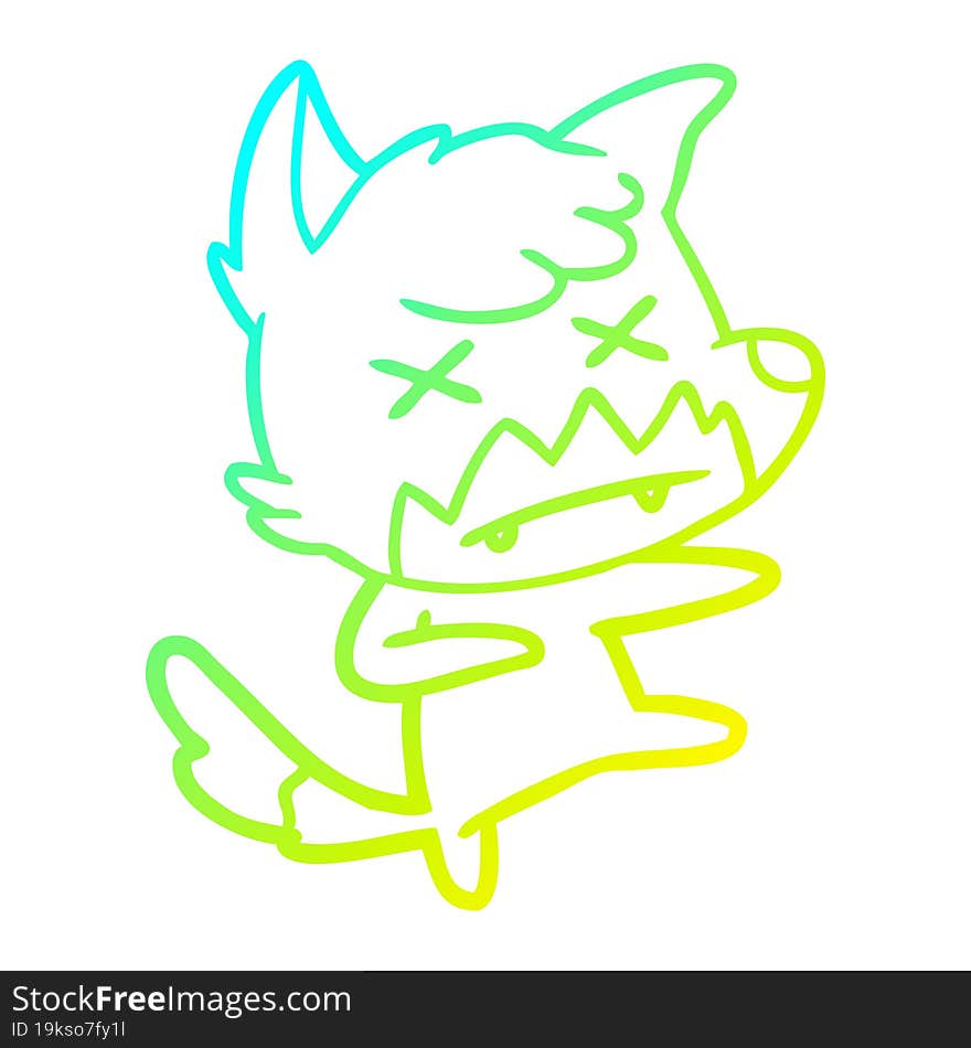 cold gradient line drawing cartoon dead fox