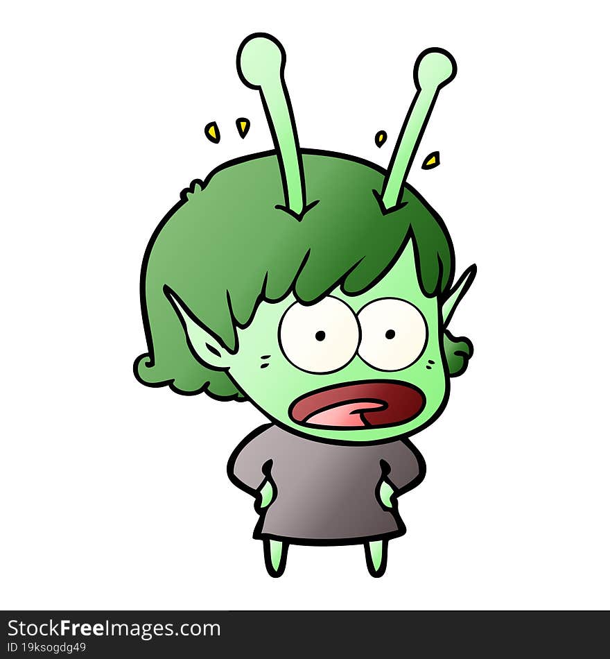 cartoon shocked alien girl. cartoon shocked alien girl